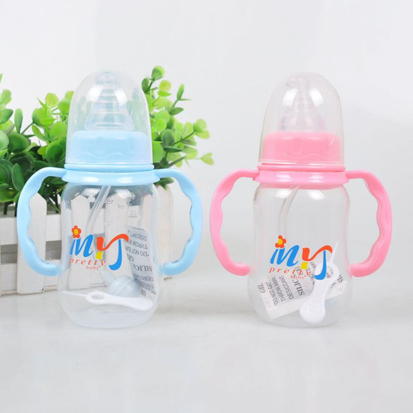 150 ML Baby Bottle Diaper Kids Straw Cup Drinking Bottle Sippy Cups With Handles Cute Design Feeding Bottles PP Plastic