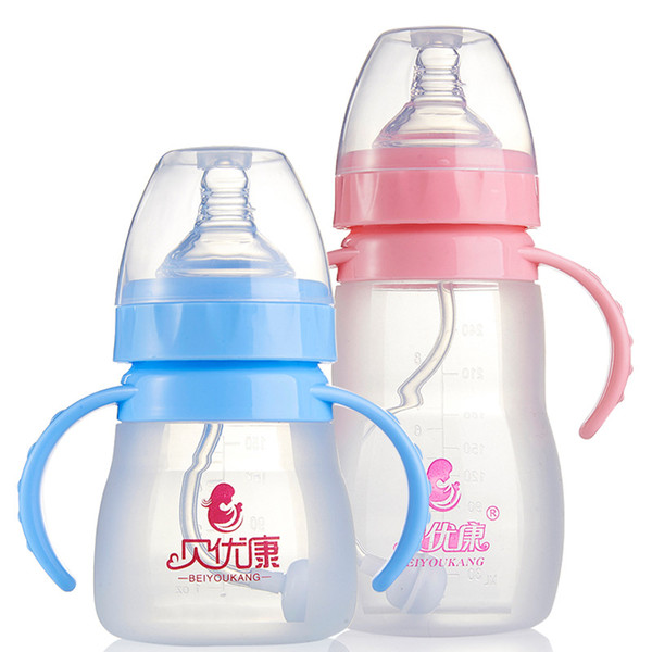 240ML Baby Feeding Bottle Infant Milk333 Bottle Nursing Feeding Bottle Baby Water Cup Kids Silicone PP BPA Free