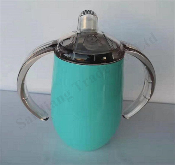 10oz Water Cup Stainless Steel Kids Sippy CupTumbler Double Wall Insulated Leak Proof Childrens Handle Mugs Cup A122603