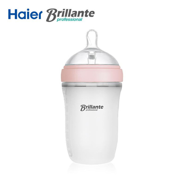 Haier Brillante Newborn Baby Feeding Milk Bottle Natural Baby Infant Milk Silicone Handle Bottle Silicone Nipple Pacifier