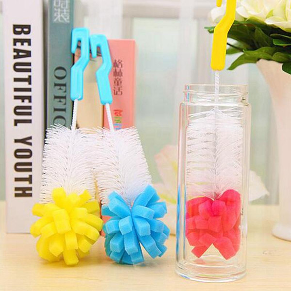 Baby Bottle Brushes Cleaning Cup Brush Kids Feeding Cleaning Brush Sponge Feeding Bottle Brush 3 Colors HHA481