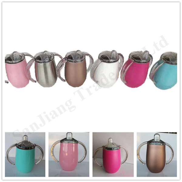 10oz Kids Nipple Water Bottle Stainless Steel Sippy Cup Baby Insulated Tumbler With Handle Double Wall Vacuum Infant Bottles Thermos A122603