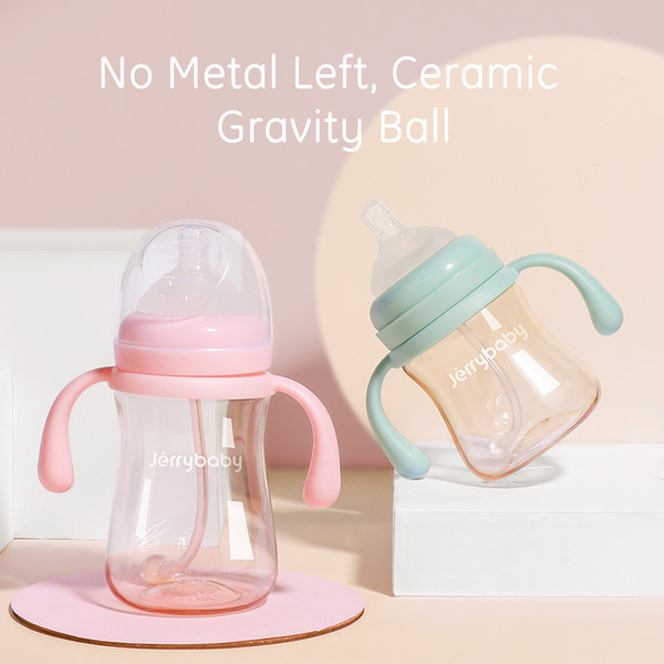 Jerrybaby Feeding Bottle Baby Wide-Neck Bottle W/ Natural Silicone Nipple biberon Newborn Nursing Milk Cup 180ml / 280ml