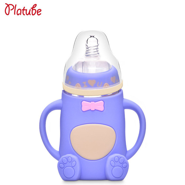 UNBreak Newest 240ml feeding-bottle Nipple Bottle ,Silicone Baby Infant Newborn Feeding Nursing Nipple Bottle With Handles