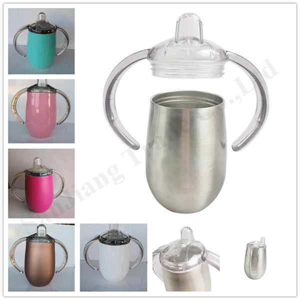 10oz Child Water Bottle 304 Stainless Steel Sippy Cup Kids Insulated Tumbler With Handle Double Wall Vacuum Infant Bottles Thermos A122603