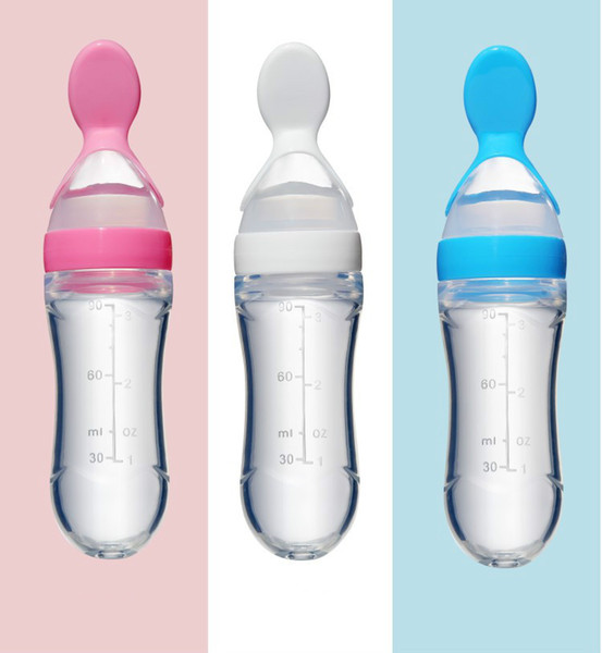 New 90ml Baby Feeding Bottle with Spoon Silicone Bottle Feeding Infant Food Supplement Rice Cereal Best Quality