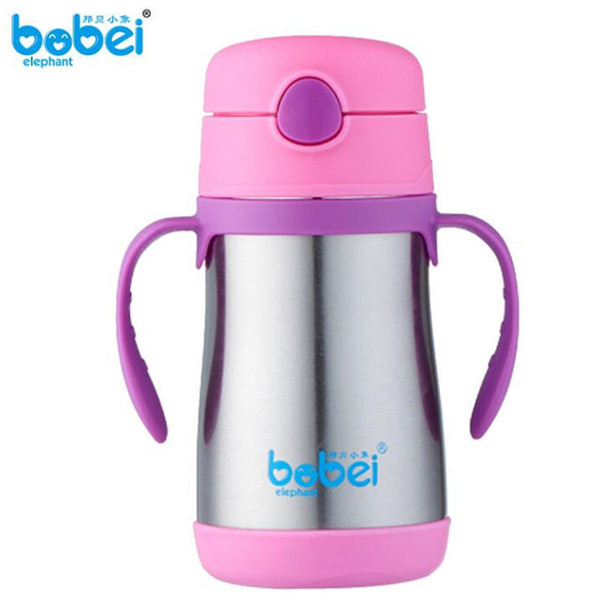 bobei elephant Baby bottles 200ml Kids cup 304 stainless steel insulation drinking straw cup winter learning Bottle water milk