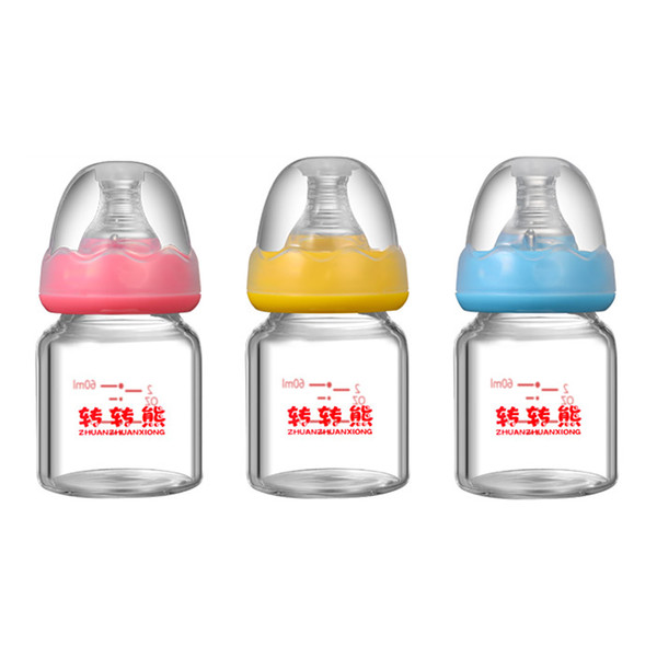 60ML Newborn Baby Milk Bottle Glass Outdoor Travel Drinking Bottle Juice Nursing Baby Natural Water Casual Feeding Bottles