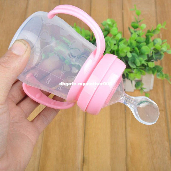 Rice Cereal Bottle Silica Gel Soft Infant Squeeze Weaning Baby Spoon Kids Children With Handles Learning Feeding Bottles BB0076