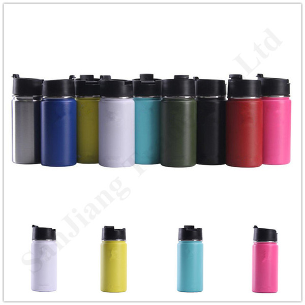 12oz Hydro Vacuum Insulated Flask 304 Stainless Steel Water Bottles Wide Mouth Large Capacity Outdoor Portable Cups Mugs with Lids A122403