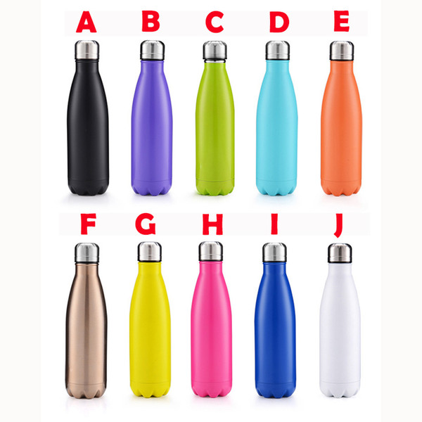 22 COLORS Cola Shaped Bottle Insulated Double Wall Vacuum high-luminance Water Bottle Creative Thermos bottle Coke cups 17 oz