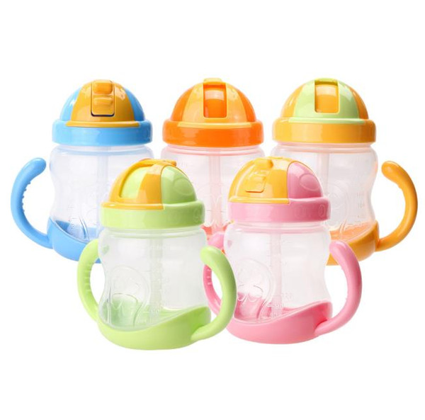 280ml Cute Baby Cup Kids Children Learn Feeding Drinking Water Straw Handle Bottle mamadeira Sippy Training Cup Baby Feeding Cup