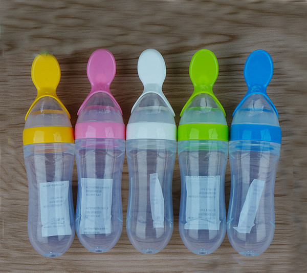 90ML Baby Bottles silicone extrusion feeding spoon rice cereal juice milk bottle baby juice silicone rice paste bottle