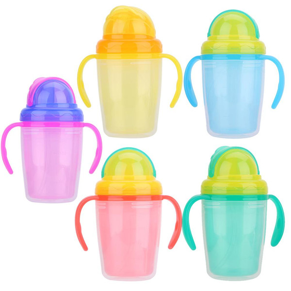 230ml Baby Kids Cup Children Straw Water Bottle Feeding Drinking Silicone Handle Bottles Cup for Baby Training Feeding Cup