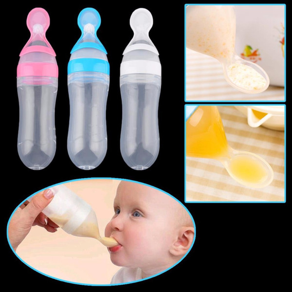 100% New Arrive Nipple Fresh Food Milk Nibbler Feeder Feeding Tool Bottle With Spoon Food Rice Cereal Feeder 90ML