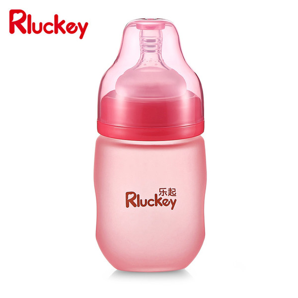 Rluckey Baby Bottle 150ml Newborn Baby Wide-Caliber Thermochromic Elbow Glass Bottle Feeding 45-Degree Simulated Breastfeeding VB