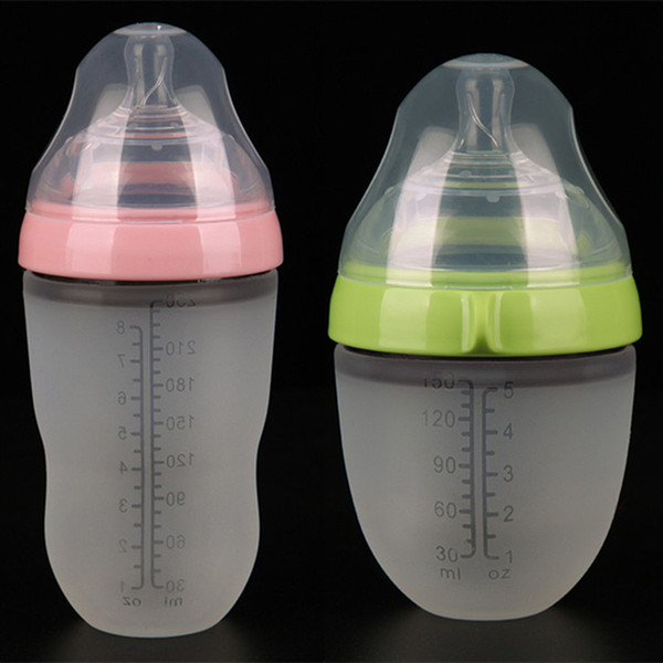 150/250ml Baby Feeding Bottle with Spoon Silicone Bottle Feeding Infant Food Supplement Rice Cereal 2 Colors High Quality Free Ship A-0474