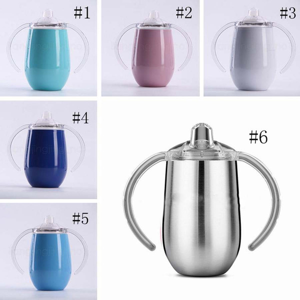 8OZ Pacifier Sippy Egg Cup Kids Training Tumbler Toddler Drinking Mug Stainless Steel Insulated Sippy Cup With Handle Milk Bottle