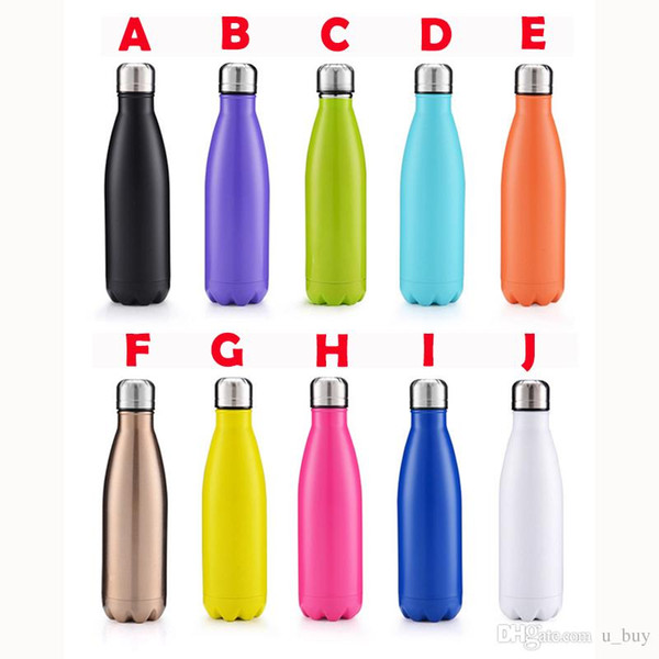 22 COLORS Cola Shaped Bottle Insulated Double Wall Vacuum high-luminance Water Bottle Creative Thermos bottle Coke cups 17 oz