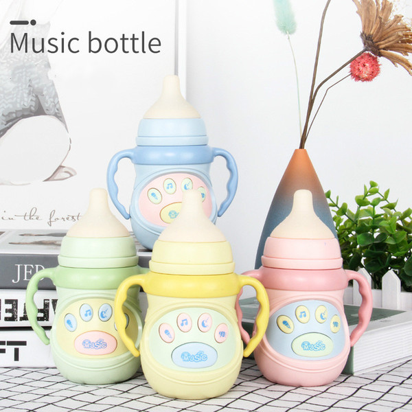 Baby baby comfort music bottle story machine can bite silicone pacifier with sound and light cartoon bottle early education machine