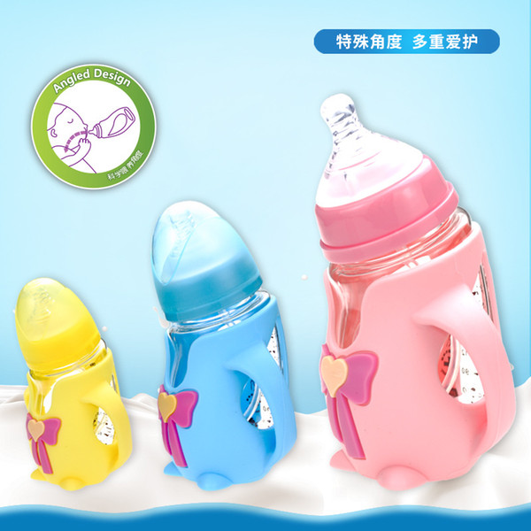 Cute penguin wide mouthed multicolor crystal drill glass handle anti dropping inflation proof bottle