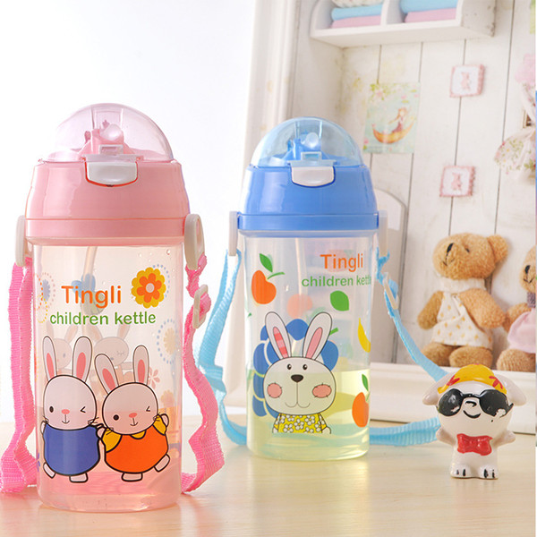 500ML Baby bottle PP Cartoon Rabbit Kids Straw Bottle Child Sippy Cup Children Learn Drinking Water Straw Training