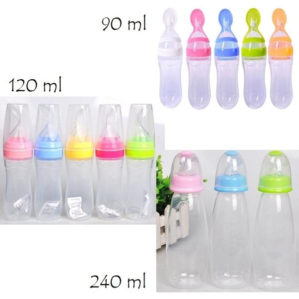 1pc 90ml /120ml /240ml Soft Silicone Spoon Baby Rice Cereal Eat-bottle Weaning Food Supplement