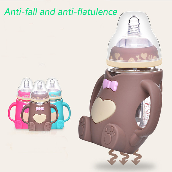 new stylfeeding glass bottles Feeding supplies Maternal and child supplies newborn baby wide-caliber bottles anti-fall anti-flatulencehandle