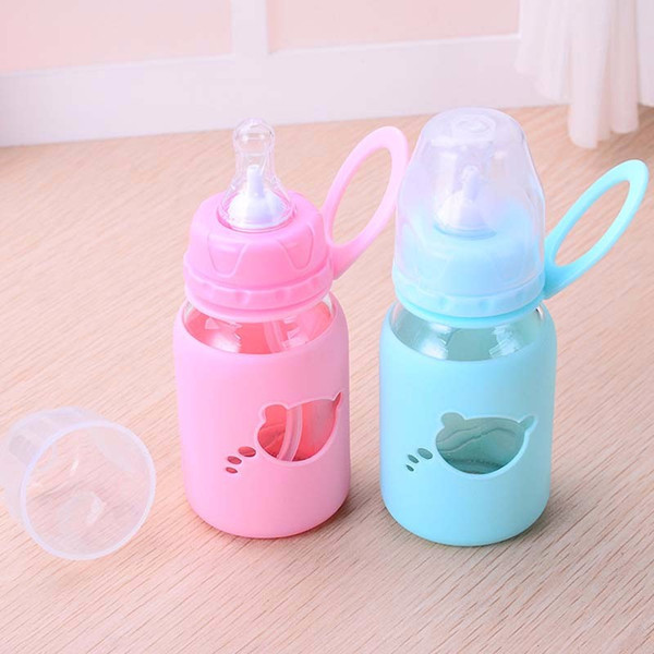 Wholesale- 1PCS Toddler Infant Newborn Baby Kids Glass Cup Handle Children Learn Drinking Straw Bottle Sippy Cup 145ml