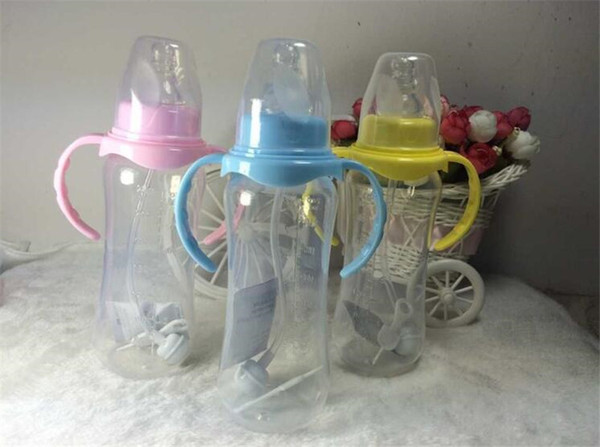 240ml Standard Mouth Baby Infant Kids Automatic Pipette Straw Pacifier Nipple Milk Feeding Bottle / Non slip Handle & Cup Cover