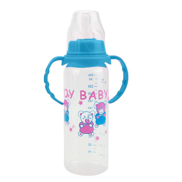 Standard Mouth Baby Infant Kids Automatic Pipette Straw Pacifier Nipple Milk Feeding Bottle / Non slip Handle & Cup Cover 250ml