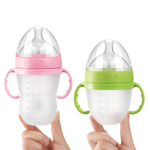 150/240ml Baby Feeding Bottle with Spoon Silicone Bottle Feeding Infant Food Supplement Rice Cereal 2 Colors High Quality Free Ship A-0473