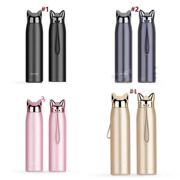 320ml Lightning Fox Mug with Strap Solid Color Cup Student Couple Stainless Steel Gift Vacuum Cup Drink Bottle Water Bottles