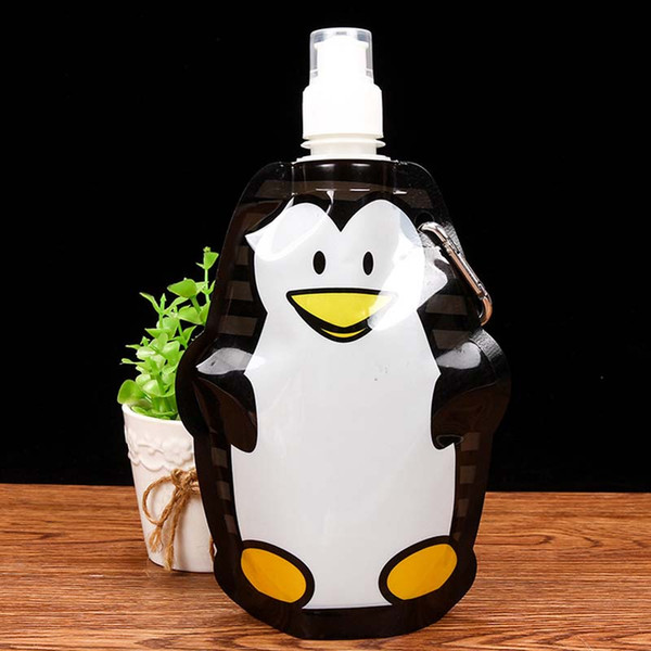 2Pcs 360ml Eco Friendly Foldable Cartoon Animal Water Bag Drink Bottle Safe For Kids Children Gift