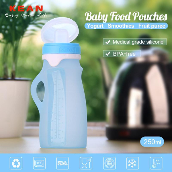 eClouds 2 in 1 Baby Bottle Auxiliary Feeding Bottle Silicone Collapsible Drink Bottle for Baby Feeding Approved by FDA