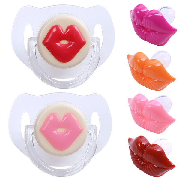 1PC Baby Pacifiers Safe Food Grade ABS Silicone Funny Baby Nipples Baby Infant Teeth Soothers Pacifiers 6 Styls Lip Shape