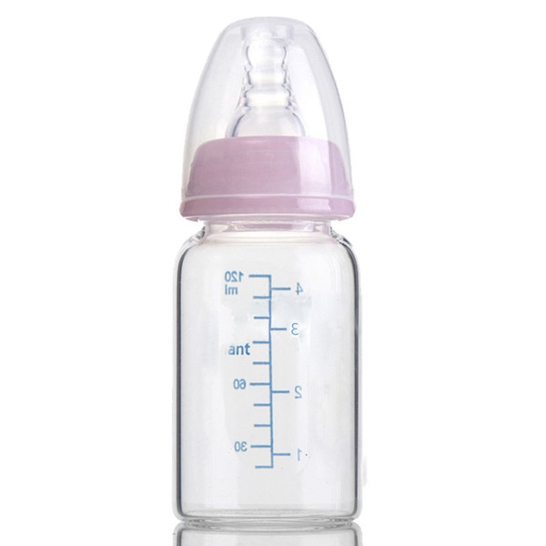 120ML Infant Glass Feeding Bottle With Spoon Newborn Water Food Feeder Bottles For 0-3 Months Baby M09