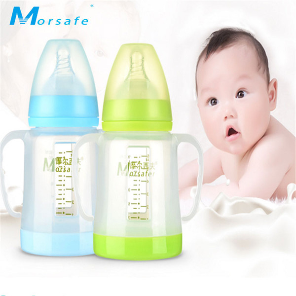 Baby Anti-flatulence Feeding Bottle Wide Mouth with Handle Nipple Adjust Water Cup Hand Holder Shatter Proof Milk Bottles