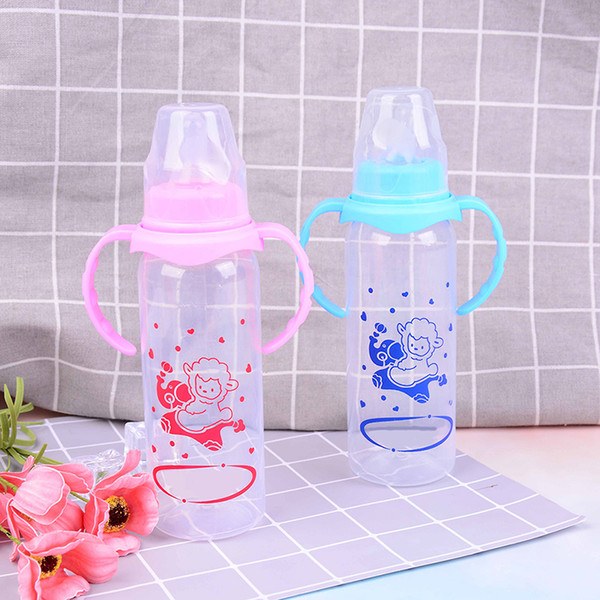 1PCS Pink Blue Newborn Baby Feeding Bottle Baby Feeding Water Standard Caliber PP Bottle