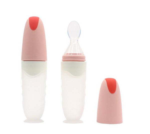 90ML suction cup rice paste spoon extruded silica gel rice paste bottle infant feeding spoon rice paste bottle