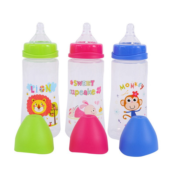 300ML Baby Cartoon Milk Wide Mouth Bottle Juice Bottle Baby Milk Safety Silicone Supplement Rice Paste