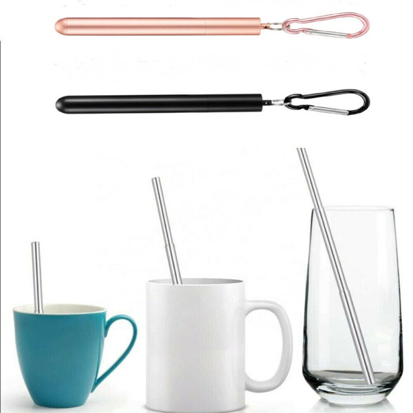 Portable Stainless Steel Telescopic Drinking Straw Reusable Straw Brush Set