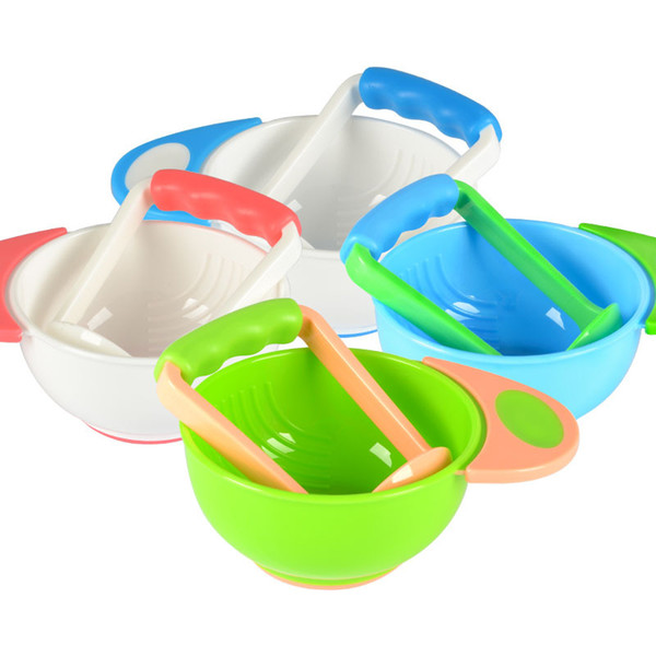 Baby Food Mills and Container Bowl Set Manual Grinding Dishes Baby Food Maker Tool Feeding Bowl Baby Fruit Food Containers Bowls