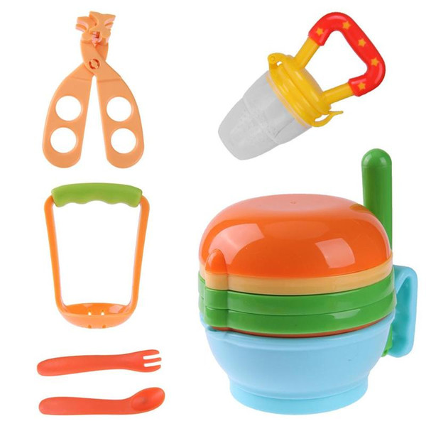 Multifunctional 12pcs/Set Baby Feeding Set Vegetables Grinding Bowl Supplement Scissors Spoon Fruit Processor Juice Making Tools