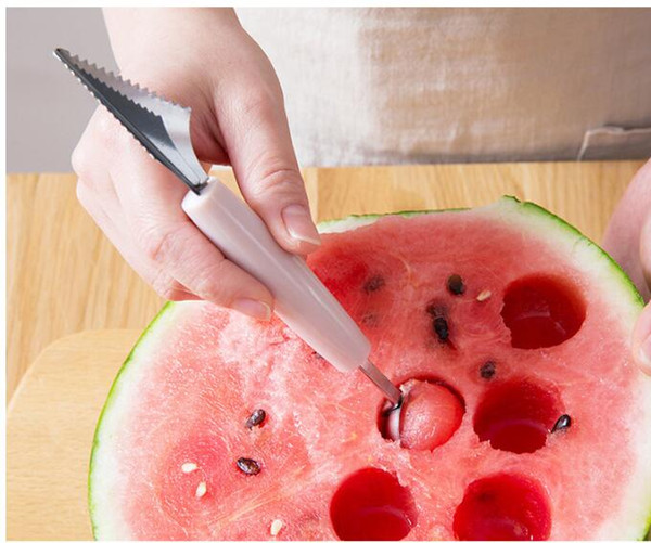 2in1 Dual-head Fruit Ball Carving Knife Kiwi Fruit Waterlemon Scoop Melon Digger Fruit Jar Mashed Potato Baller Ice Cream Spoon