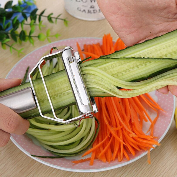 Dual Stainless Steel Peeler Julienne Potato Carrot Grater Cutter Sharp Vegetable Kitchen Tools Gadgets Peeling Food Mills OOA5437