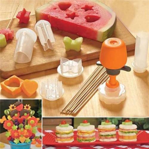 Food Fruit Cutter Salad Carve Mold Kitchen Decorator Plastic Maker Tools Shape Slicer Flowers Mounted Mould FFA514 30pcs