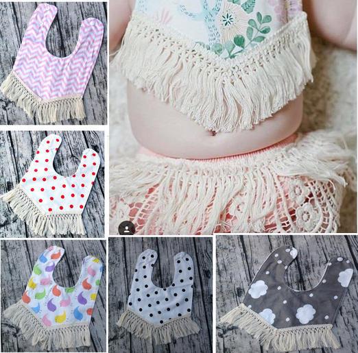 New Design Baby Chevron Dot Bibs Saliva Towels Infant Toddlers Floral Tassel Bibs Baby Pure Cotton Cloud Print Burp Cloths