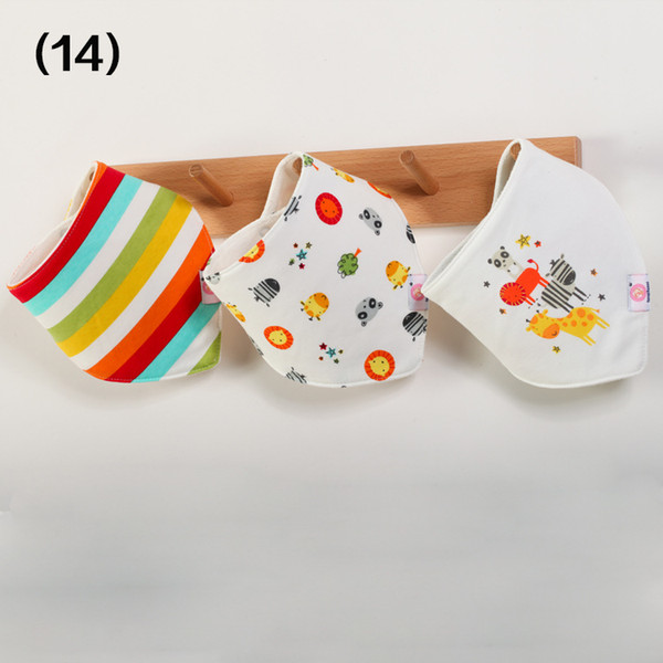 2018 Hot Cartoon INS baby bibs Burp Cloths Triangle Burp Saliva Kids Infant double layers cotton Toddler Bandana Scarf Turban Baby Feeding