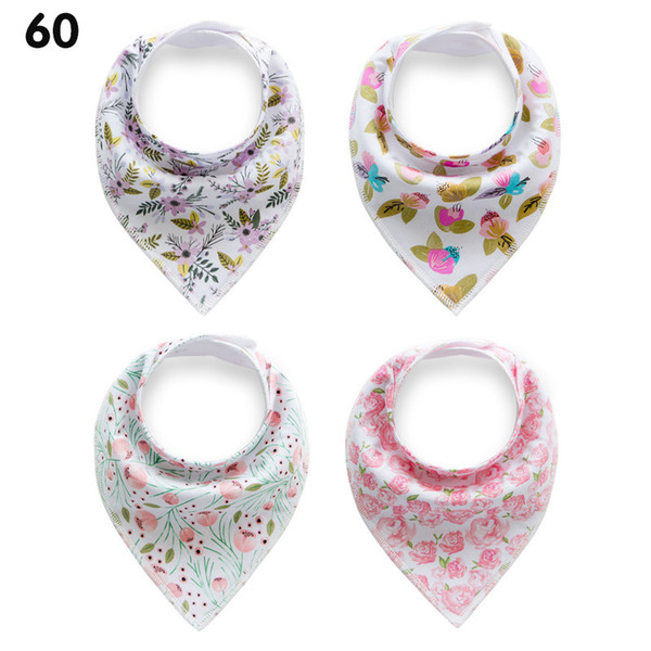 Ins Hot Sale Colored Painted Design Baby Triangular Bandage Brup Cloths 100% Safe Cottone Material Double Layer Bibs, DHL free shipping